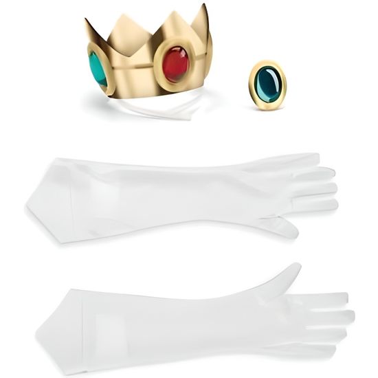 Set accessoires Princesse Peach™ Adulte - Nintendo - Coiffe, gants et médaillon - Blanc, rouge, bleu