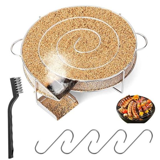 Générateur De Fumée Froide En Acier Inoxydable - Pour Fumoir, Barbecue - Avec Brosse Et Crochets - 20,5x19x5 Cm