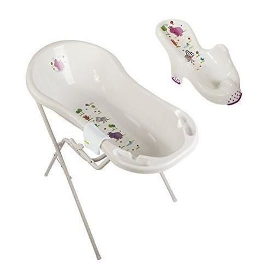 Hippo Blanc Baignoire Bébé XXL 100 CM + Stands de Bain + Siège de Baignoire  + Gant à Laver