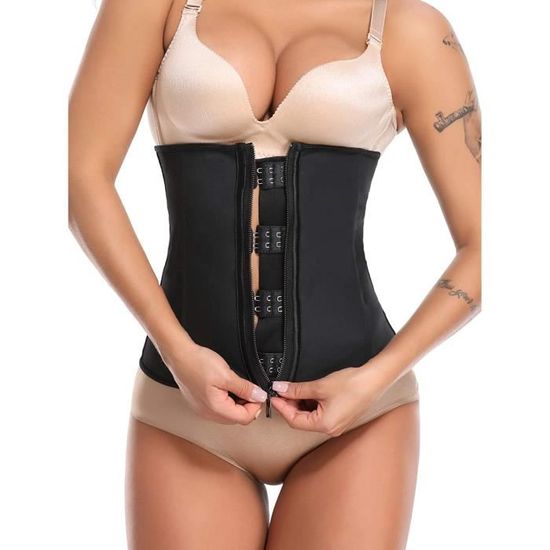 Ceinture de Sudation,Corset Minceur Femme Ventre,Plat Latex Waist Trainer,Gaine Amincissante Invisible,Ceinture Abdominale Zip,M