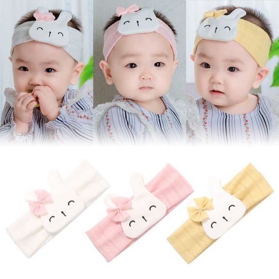 Bandeau Bébé Fille 3 PCS - Bandeau Cheveux Avec Arc Élastique Et Volant, Coffret Cadeau DmDoyy