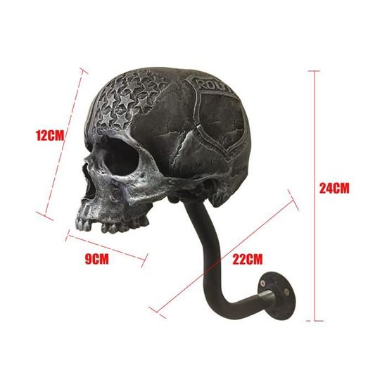 Support Mural Casque Moto Skull Tête De Mort - Porte Casque Décoratif Sopo