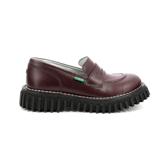 Mocassins Femme Kickers Wild - En Cuir, Talon Compensé, Style Ville Décontracté Et Confortable