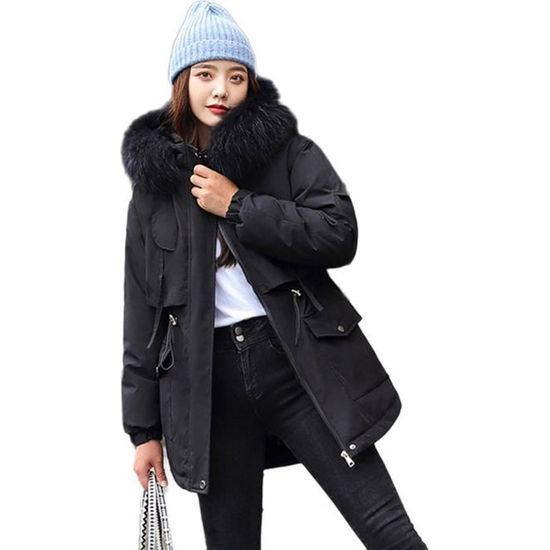 Femmes Manteaux Capuche Fourrure Faux Pardessus Hiver Manteau
