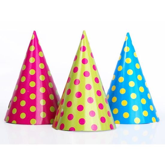 Chapeaux Anniversaire Avec Sifflets - Lot Coloré Pour Enfants Et Adultes - Party Hats Coniques