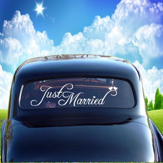 Just Married Ensemble De Décoration De Voiture – Bouquet Floral Et Ruban Pour Décoration élégante De Véhicule De Mariage