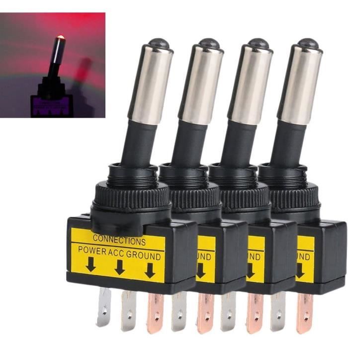 Lot De 4 Interrupteurs à Bascule 12V 20A Avec LED - 3 Broches - Neuf Universel