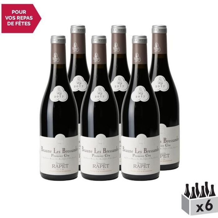 Beaune 1er Cru Les Bressandes Rouge 2017 - Lot de 6x75cl - Domaine Rapet Père et Fils - Vin AOC Rouge de Bourgogne - Cépage Pinot