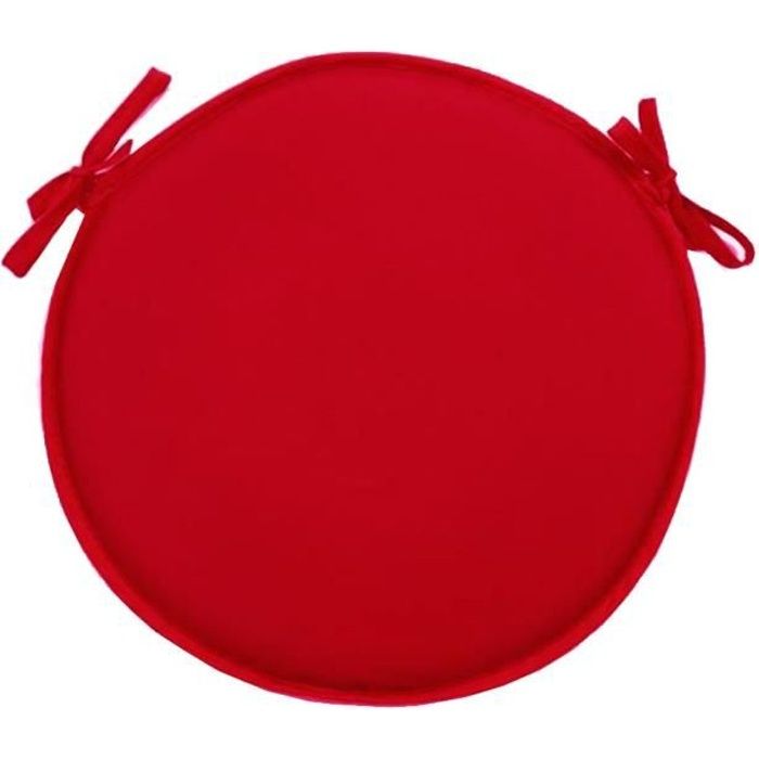 Coussin de chaise rond uni rouge diamètre 40 cm