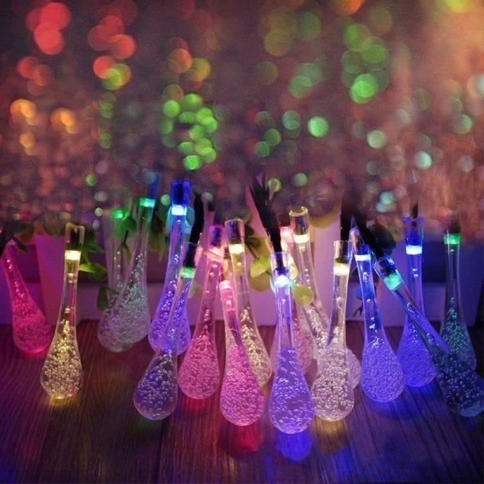 Guirlande lumineuse Extérieur Solaire 4.8M 20LED Etanche Multicolore Droplets String Light RGB Décoration Éclairage Lumière de Noël