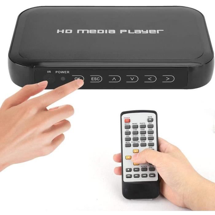 Lecteur Multimédia HDMI, 1080P Mini Lecteur Multimédia HDMI Support Carte SD/MMC, Disque U, Disque Dur Mobile Mini Lecteur Multimédi