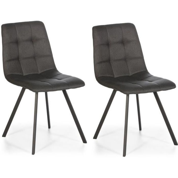 Set de 2 chaises Salle à Manger Mila Tapissées Grises Foncées, certifiées par la SGS, 58 cm (Largeur) x 45 cm (Profondeur) x 90 cm (