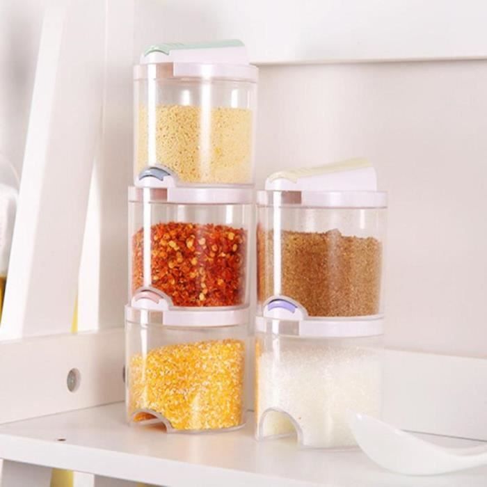 Pot a épices,Boîtes d'assaisonnements en plastique, bocal à épices, présentoir à condiments, bouteilles à poivre, ustensile de