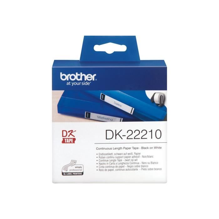 Brother DK-22210 Rouleau (2,9 cm x 30,5 m) étiquettes pour Brother QL-1050, QL-500, QL-550, QL-560, QL-650, QL-700, QL-710,…