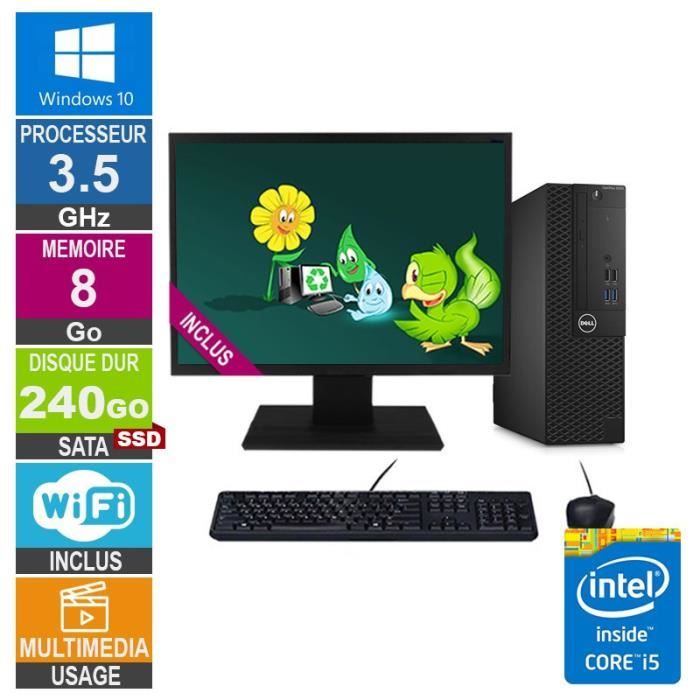 PC Dell 3050 SFF i5-7400 3.50GHz 8Go/240Go SSD Wifi W10 + Ecran 24
