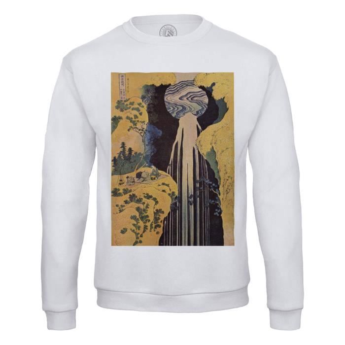 Sweat Shirt Homme Hokusai Art Japonais Peinture Cascade Beaux Arts