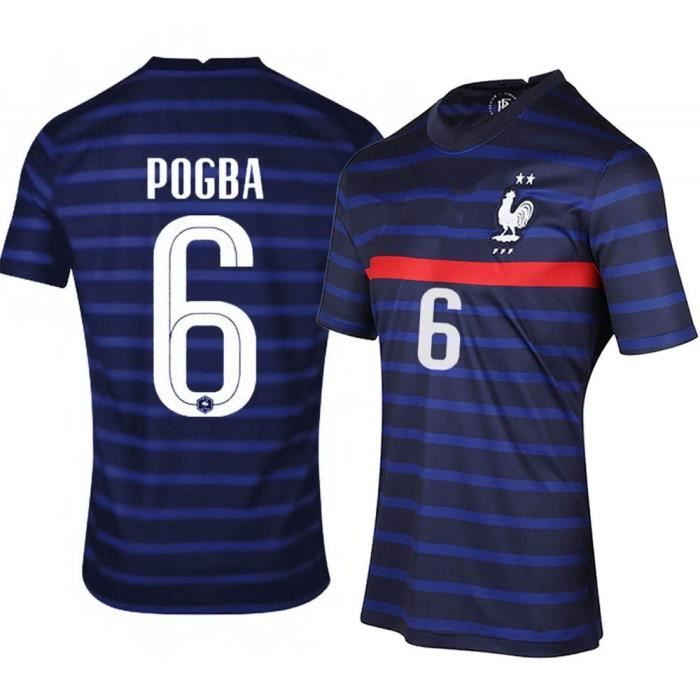 Maillot de Football France 2021 POGBA 6 T-Shirt de L'équipe FFF Domicile Maillot de Formation Tissu Respirant Bleu pour Adulte