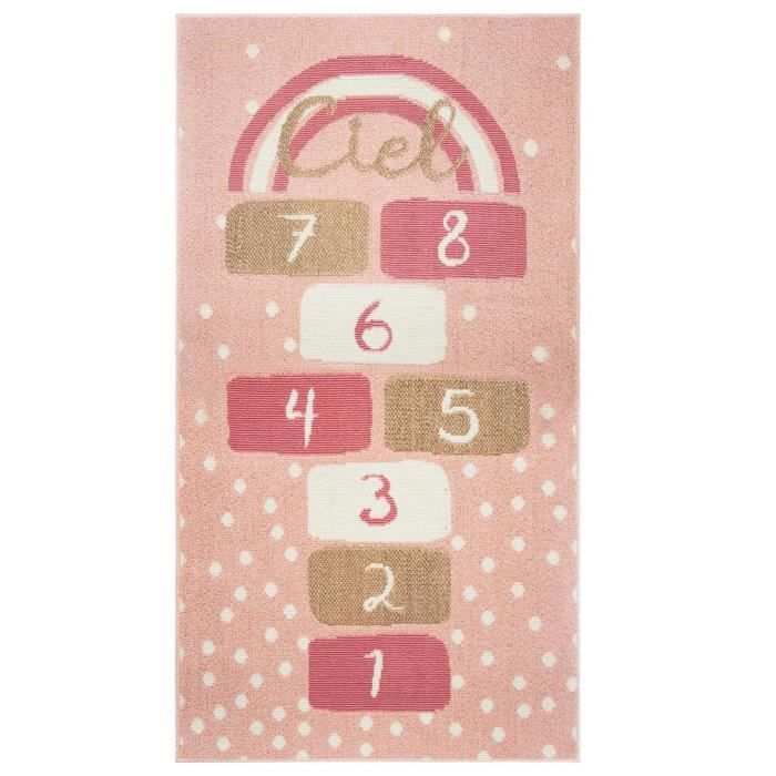 Tapis de marelle fille rose - L.80 x l.150 cm