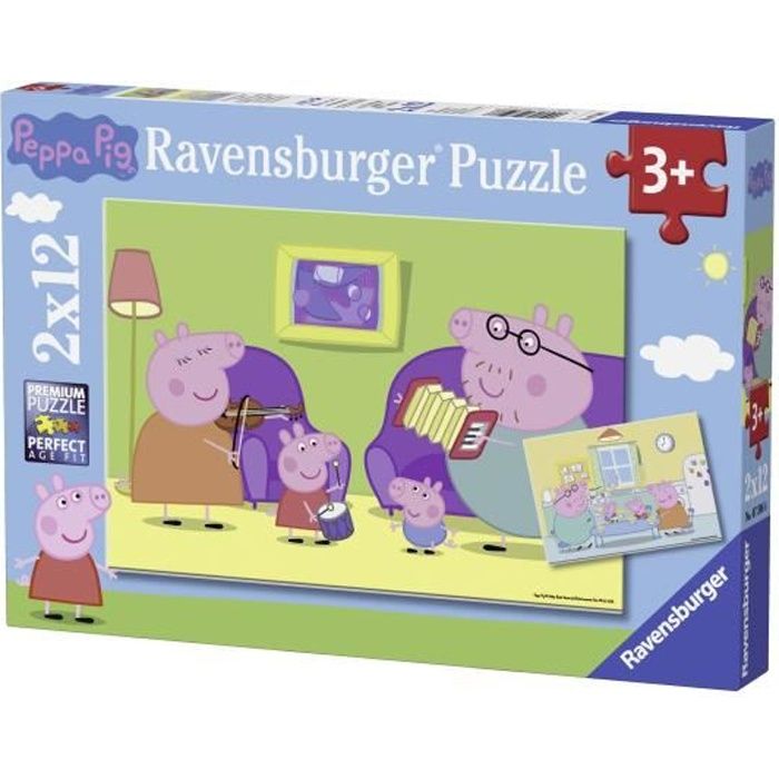 PEPPA PIG Puzzles 2x12 pièces - A la maison - Ravensburger - Lot de puzzles enfant - Dès 3 ans