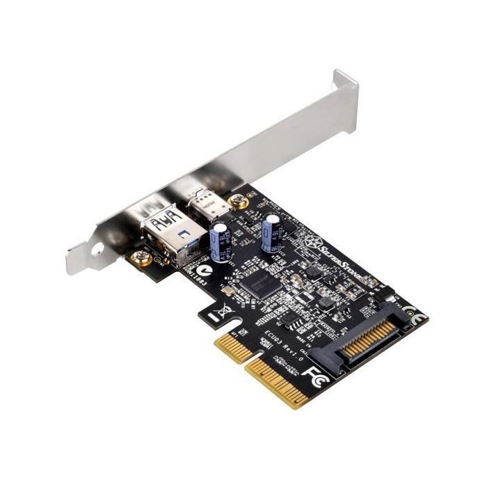 SilverStone SST-ECU03 - SuperSpeed 1x USB 3.1 Type C, 1x USB 3.1 Type A Carte PCI-E Express Gen 2.0 2x, 10Gbps, support profile bas