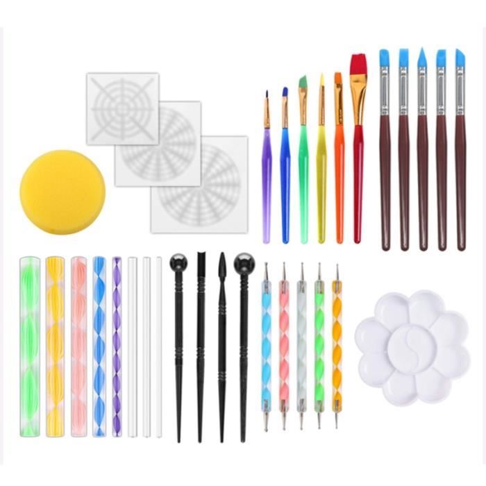 33Pcs Outils de Pointage Mandala pour Fournitures de Peinture Rupestre, Peintures À L'Argile et Kit D'Art D'Ongles Tiges en
