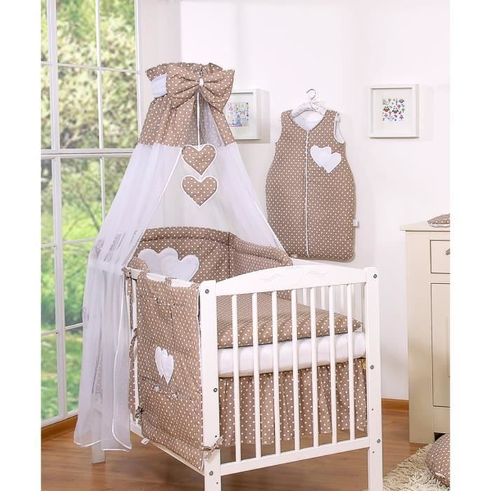 Ciel de lit bébé en voile avec bande  marron à po