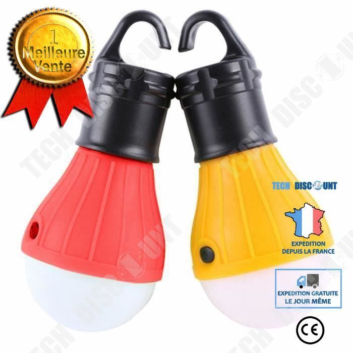TD® Lot de 2 Pièces Eclairage de meuble- Ampoule LED Lumière à accrocher- Camping Tente Portable Pêche lampe lanterne