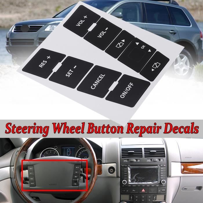 NEUFU Kit Autocollant de Voiture de Volant Bouton Sticker Pour VW Volkswagen Touareg 2004–2009