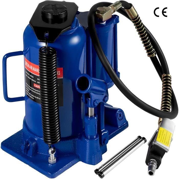 VEVOR Cric Bouteille Hydraulique 20 Tonnes Levage pneumatique Pression max 200PSI Auto Reparation Camion Véhicules agricoles