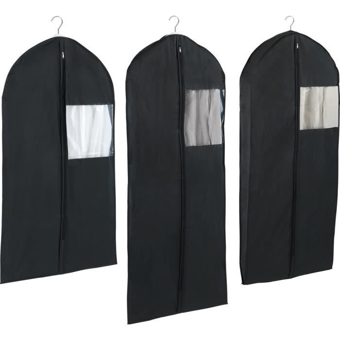 Set de 3 housses vêtements Deep Black en trois tailles différentesPratique pour le rangement des textiles saisonniers, protège les