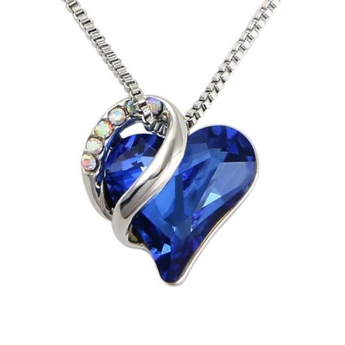 WF26828-Pendentif Collier Coeur d'amour Collier Femme Swarovski avec Cristaux-élégant Bijoux Femme Cadeau d'anniversaire pour Elle