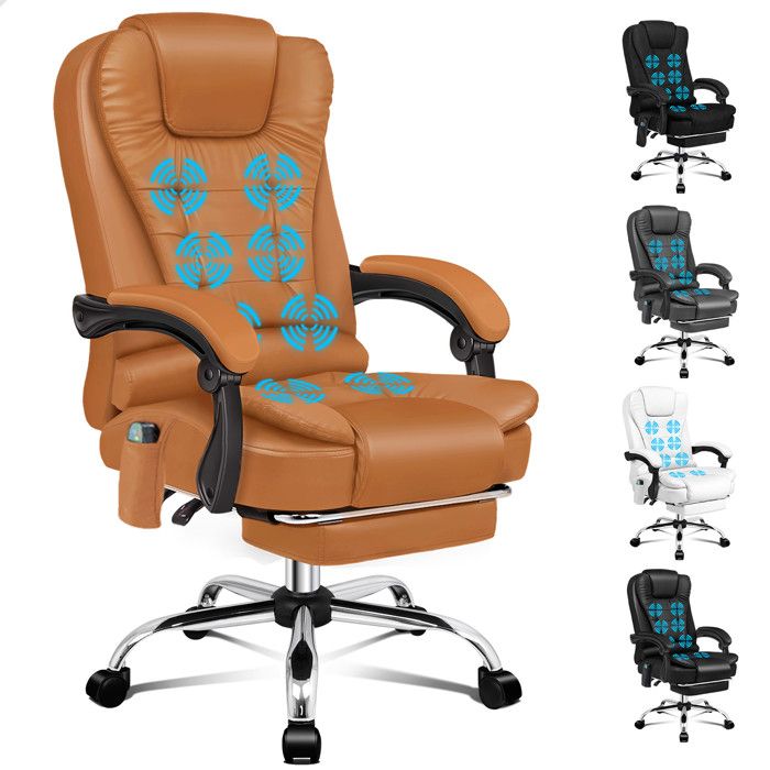 ALFORDSON Ergonomische bureaustoel, bureaustoel met warmtemassagefunctie, linnen stof computerstoel met gestoffeerde armleuningen en zachte hoofdsteun, draaistoel met wielen, zwart