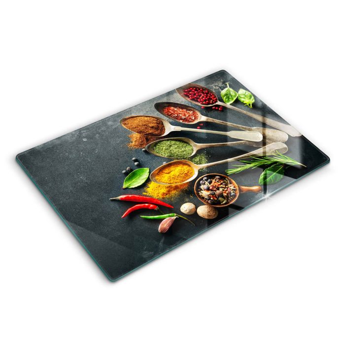 Cache Plaque De Cuisine verre Planche rectangulaire, verre trempé Piments dans l'eau 80x52 cm - Maison