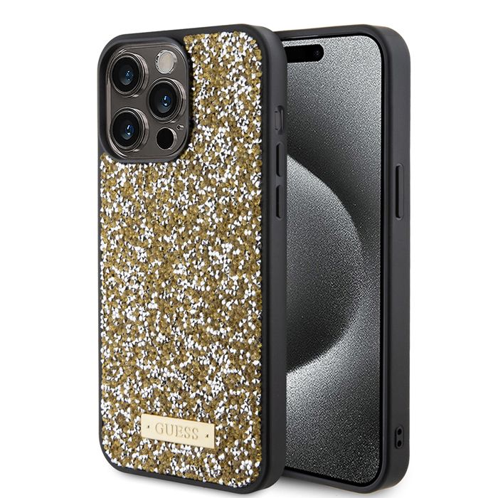 Coque de téléphone Guess iPhone 15 Pro Métal strass Protection chocs