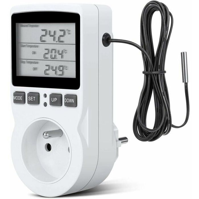 Comparer les prix de Prise Thermostat Programmable avec Sonde pour chauffage, serre, aquarium, minuterie numérique programmée