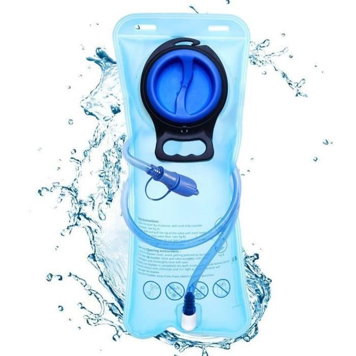 Poche Hydratation Portable 2 L – Réservoir En PE/EVA, Double Joint Anti-fuite, Tuyau Amovible, Grande Ouverture, Pour Rando, Vélo, Course, Bleue