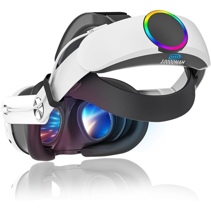 Sangle Compatible Avec Meta/Quest 3/3SAccessoire Vr Avec Batterie De 10000Mah Offrant Une Autonomie De Jeu De 3 À 5 HeuresBande