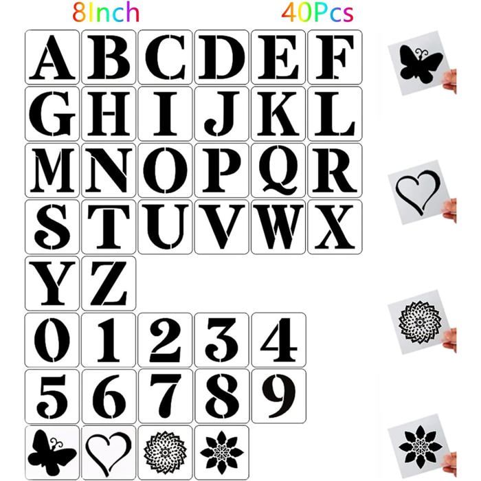 Lot De 40 Pochoirs Lettres Réutilisables En Plastique, Pour Calligraphie, Majuscules Et Minuscules 21 X 15 Cm~p137542675