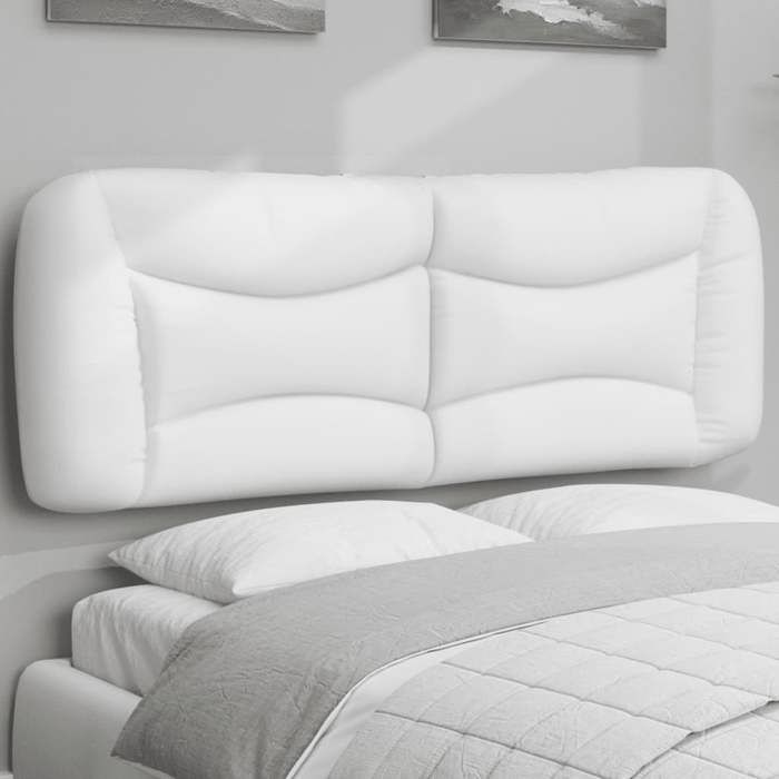 Coussin de tête de lit en similicuir - VIDAXL - Blanc - 140 cm - 150x15x48 cm - Fermeture à glissière