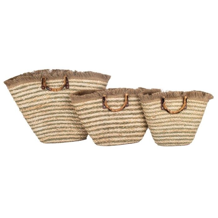 Signes Grimalt - ORIGEN Home Decor Baskets 3U Marron - Ensemble de 3 paniers de rangement en feuilles de maïs et corde