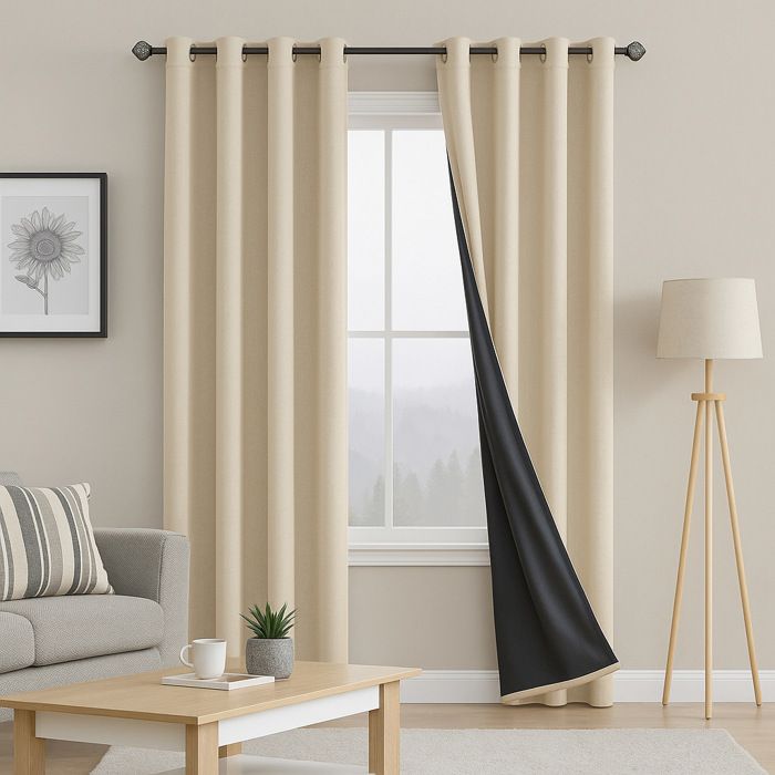 Rideau isolant occultant - OKZ - 150x200 cm - Anthracite - Œillets - Synthétique - Occultant