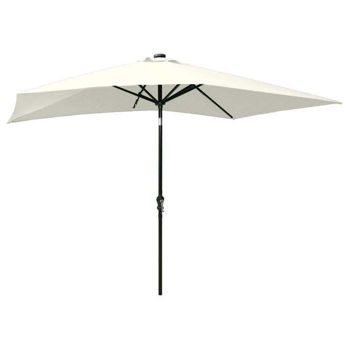 Parasol de jardin avec LED - WIENS - 2x3 m - Beige - Polyester anti-UV - Mât en acier - 18 LED intégrées