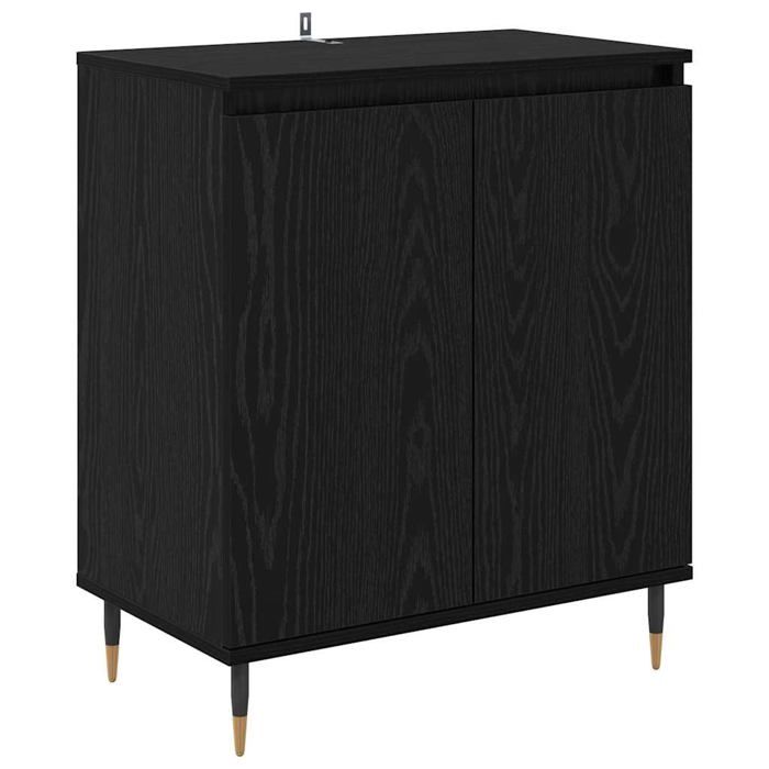 Buffet moderne en bois dingénierie - vidaXL - Chêne noir - 60x35x70 cm - 2 portes - 60 kg max - Pieds coniques
