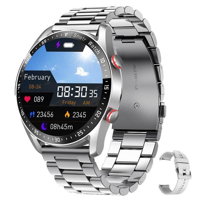 Montre connectée HW20 avec ECG+PPG bracelet business en acier inoxydable appels Bluetooth résistante à leau (I9)(Y085)