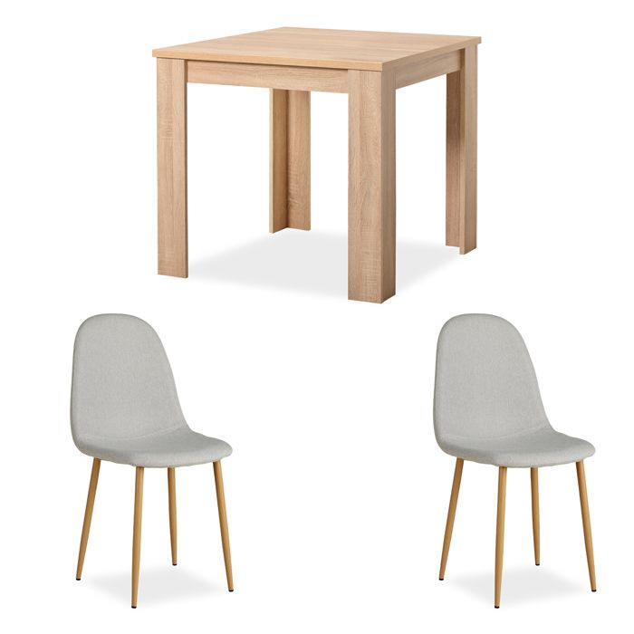 Ensemble salle à manger - HOMESTYLE4U - Table carrée 80x80 cm + 2 chaises rembourrées - Beige - Bois - Style intemporel Ensemble salle à manger - HOMESTYLE4U - Table carrée 80x80 cm + 2 chaises rembourrées - Beige - Bois - Style intemporel