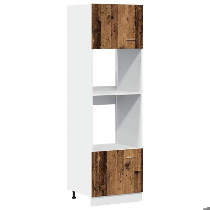 En solde Meuble à micro-ondes Lyon armoire de cuisine multi rangement Bois ancien 60x57x207 cm Bois dingénierie A1592