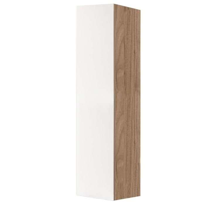 Colonne porte balai en bois avec 1 porte blanche et structure en noyer Colonne porte balai en bois avec 1 porte blanche et structure en noyer
