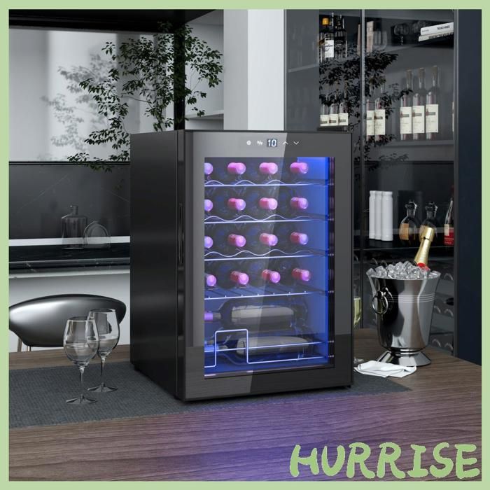 Cocosity Cave À Vin 20 Bouteilles 53L Haute Performance Température Réglable 5-18° Avec Lumière Led Noir - Cocosity