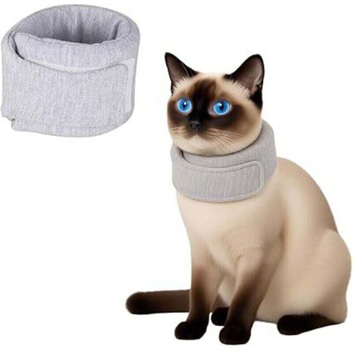 Collerette anti-léchage pour animaux - LUSKYKA® - Réglable 16-22 cm - Gris - Polyester léger - Confortable et doux