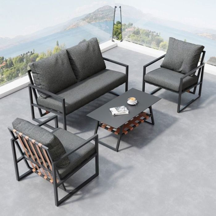 Ensemble de jardin extérieur familial – Grand salon de jardin 8 places avec table allongeable – Résistant UV et SALON BAS DE JARDIN